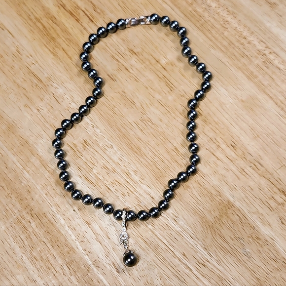 Blue/Gray Pearl Necklace - Picture 1 of 6